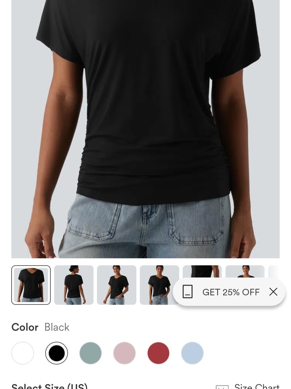 HALARA Black V-Neck Short Sleeve Tee